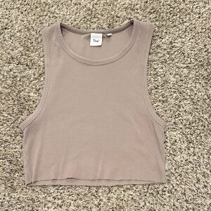 TNA Taupe Sleeveless Crop Top